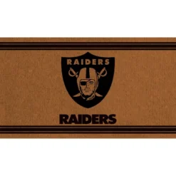 Evergreen Las Vegas Raiders Logo Turf Mat, Brown- 28 X 16 Inches Indoor Outdoor Doormat