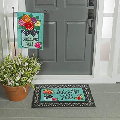 Evergreen Indoor Outdoor Welcome Y'all Bundle Set Of 4 - Garden Flag Stand And Flag, Sassafras Doormat Frame And Sassafras Insert 3 Evergreen Indoor Outdoor Welcome Y'all Bundle Set Of 4 - Garden Flag Stand And Flag, Sassafras Doormat Frame And Sassafras Insert - Image 3