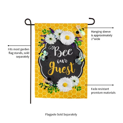 Evergreen Bee Our Guest Frame Garden Linen Flag 12.5 X 18 Inches Indoor Outdoor Decor 2 Evergreen Bee Our Guest Frame Garden Linen Flag 12.5 X 18 Inches Indoor Outdoor Decor - Image 2