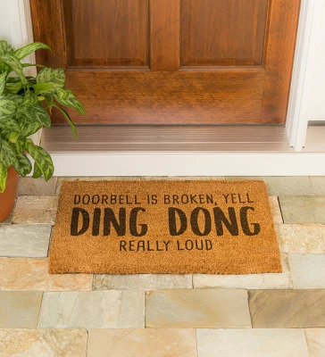 Evergreen Doorbell Broken Yell "Ding-Dong Really Loud Indoor Outdoor Doormat 1'4"x2'4" Brown 1 Evergreen Doorbell Broken Yell "Ding-Dong Really Loud Indoor Outdoor Doormat 1'4"x2'4" Brown