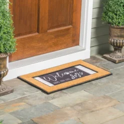 Evergreen Dogs And Check Sassafras Indoor Outdoor Switch Doormat 1'10"x10" Multicolored