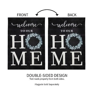 Evergreen Eucalyptus Welcome Garden Burlap Flag 12.5 X 18 Inches Indoor Outdoor Decor 3 Evergreen Eucalyptus Welcome Garden Burlap Flag 12.5 X 18 Inches Indoor Outdoor Decor - Image 3