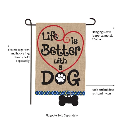Evergreen Flag Life Is Better With Dog Garden Burlap Flag 2 Evergreen Flag Life Is Better With Dog Garden Burlap Flag - Image 2