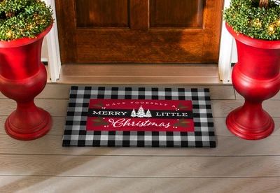 Evergreen Merry Little Christmas Sassafras Indoor Outdoor Switch Doormat 1'10"x10" Red 2 Evergreen Merry Little Christmas Sassafras Indoor Outdoor Switch Doormat 1'10"x10" Red - Image 2