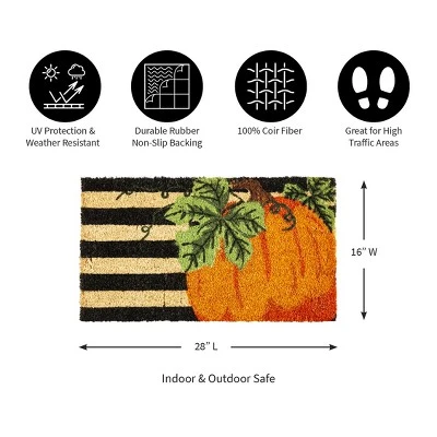 Evergreen Pumpkin Stripe Indoor Outdoor Natural Coir Doormat 1'4"x2'4" Orange 1 Evergreen Pumpkin Stripe Indoor Outdoor Natural Coir Doormat 1'4"x2'4" Orange