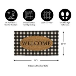 Evergreen Buffalo Check Welcome Indoor Outdoor Natural Coir Doormat 1'4"x2'4" Black 8 Evergreen Buffalo Check Welcome Indoor Outdoor Natural Coir Doormat 1'4"x2'4" Black -Optimal Home Decoration GUEST 5b7e322f 471e 4e4b 86a0 c2afa1217182