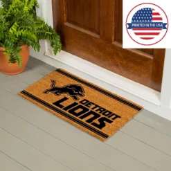 Evergreen Detroit Lions Logo Turf Mat, Brown- 28 X 16 Inches Indoor Outdoor Doormat -Optimal Home Decoration GUEST 5f18ac71 1d29 4a53 9898 d4a7f596551e