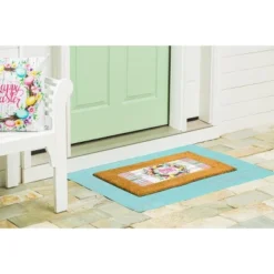 Evergreen Blue Wood Plank Layering Mat 42 X 26.5 Inches Indoor And Outdoor Decor