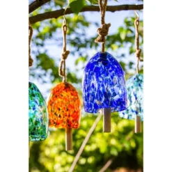Evergreen Art Glass Speckle Turquoise Bell Chime -Optimal Home Decoration GUEST 63cd1004 0e9c 4bbb b2eb dbb5a2ad1eca