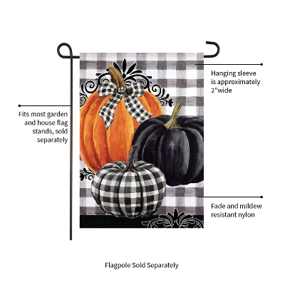 Evergreen Pumpkin Check Garden Suede Flag 12.5 X 18 Inches Indoor Outdoor Decor 2 Evergreen Pumpkin Check Garden Suede Flag 12.5 X 18 Inches Indoor Outdoor Decor - Image 2