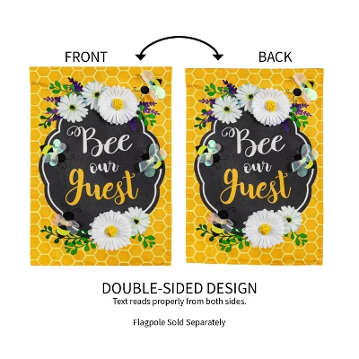 Evergreen Bee Our Guest Frame Garden Linen Flag 12.5 X 18 Inches Indoor Outdoor Decor 3 Evergreen Bee Our Guest Frame Garden Linen Flag 12.5 X 18 Inches Indoor Outdoor Decor - Image 3