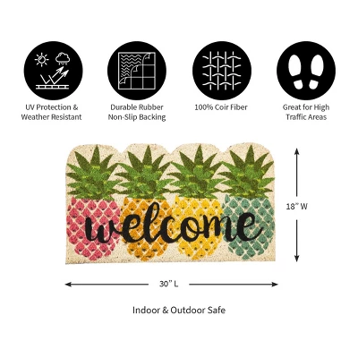 Evergreenful Pineapples Shaped Indoor Outdoor Natural Coir Doormat 1'4"x2'4" Multicolored 4 Evergreenful Pineapples Shaped Indoor Outdoor Natural Coir Doormat 1'4"x2'4" Multicolored - Image 4