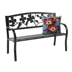 Evergreen Dogwood Metal Garden Bench - Black -Optimal Home Decoration GUEST 682a3891 0a84 4d0d b266 04ed6027b0fb