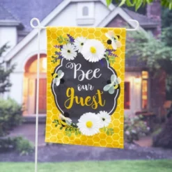 Evergreen Bee Our Guest Frame Garden Linen Flag 12.5 X 18 Inches Indoor Outdoor Decor