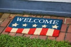 Evergreen Patriotic Stripes Indoor Outdoor Natural Coir Doormat 1'4"x2'4" Multicolored -Optimal Home Decoration GUEST 69459212 ab23 487f a4b1 b7a0dea03cfa