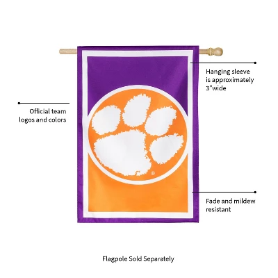 Evergreen Flag, DS New Burlap, Reg, Clemson University 2 Evergreen Flag, DS New Burlap, Reg, Clemson University - Image 2