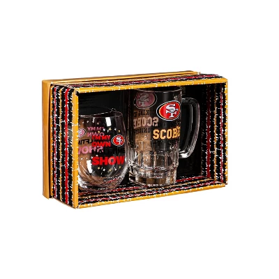 Evergreen San Francisco 49ers, Stemless 17OZ Wine & Beer 16 OZ Gift Set 1 Evergreen San Francisco 49ers, Stemless 17OZ Wine & Beer 16 OZ Gift Set