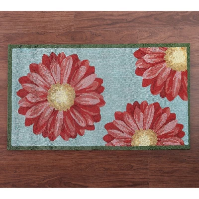 Evergreen Rectangular Outdoor Rug, Daises 1 Evergreen Rectangular Outdoor Rug, Daises