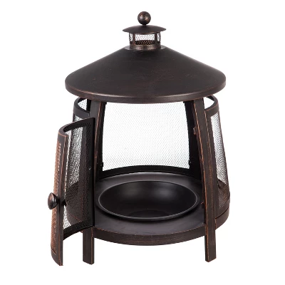 Evergreen Tall Fire Pit With Chimney- 22 X 31 X 22 Inches Outdoor Safe And Weather Resistant With Spark Guard, Fire Pan, And Poker 3 Evergreen Tall Fire Pit With Chimney- 22 X 31 X 22 Inches Outdoor Safe And Weather Resistant With Spark Guard, Fire Pan, And Poker - Image 3