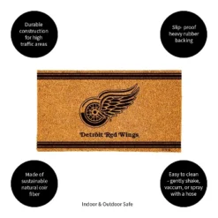 Evergreen Detroit Red Wings Logo Turf Mat, Brown- 28 X 16 Inches Indoor Outdoor Doormat -Optimal Home Decoration GUEST 6fbf9717 37ff 47b8 9d96 d2158e148f0e