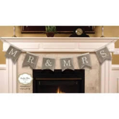 Evergreen Mr. & Mrs. Burlap Bunting Banner- 8 X 67 Inches Wedding And Bridal Shower Decor