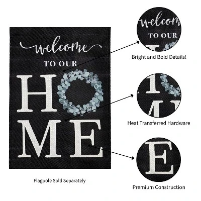 Evergreen Eucalyptus Welcome Garden Burlap Flag 12.5 X 18 Inches Indoor Outdoor Decor 4 Evergreen Eucalyptus Welcome Garden Burlap Flag 12.5 X 18 Inches Indoor Outdoor Decor - Image 4