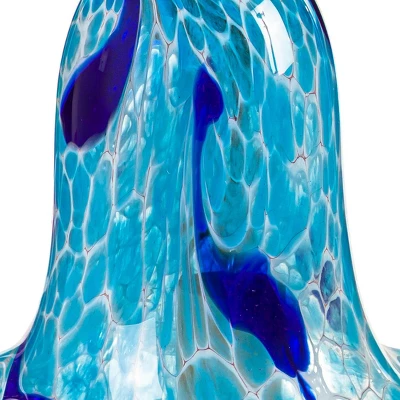 Evergreen Art Glass Speckle Blue Floral Shaped Bell Chime- 7 X 7 X 7 Inches Outdoor Decor 3 Evergreen Art Glass Speckle Blue Floral Shaped Bell Chime- 7 X 7 X 7 Inches Outdoor Decor - Image 3