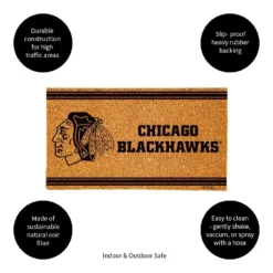Evergreen Chicago Blackhawks Logo Turf Mat, Brown- 28 X 16 Inches Indoor Outdoor Doormat -Optimal Home Decoration GUEST 7ca7c813 e7d1 4e01 ab45 2e2bac08734b