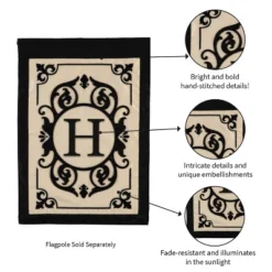 Evergreen Flag Cambridge Chic Letter H Monogram Applique Garden Flag - 12.5" Wide X 18" High -Optimal Home Decoration GUEST 7fd8af5b 16b2 4c6f a229 09e258b1d865