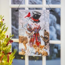 Evergreen Forest Friends Garden Suede Flag