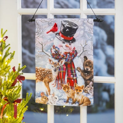 Evergreen Forest Friends Garden Suede Flag 1 Evergreen Forest Friends Garden Suede Flag