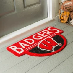 Evergreen University Of Wisconsin-Madison Indoor Outdoor Natural Shaped Coir Doormat 1'6"x2'4" Multicolored
