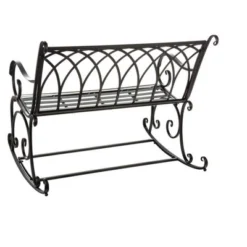 Evergreen Beautiful Springtime Colorful Black Rocking Brushed Metal Garden Bench - 43x33x37 In -Optimal Home Decoration GUEST 8d6f6e68 cb8b 469f bd4f 02e5b11f59b3