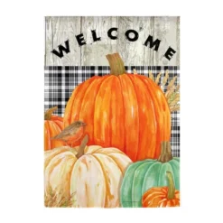 Evergreen Fresh Pumpkins Garden Suede Flag