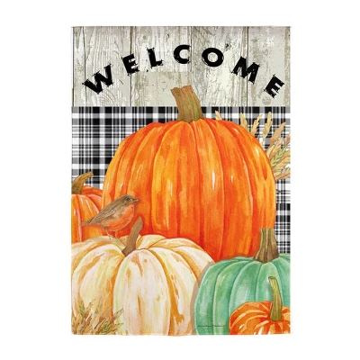 Evergreen Fresh Pumpkins Garden Suede Flag 1 Evergreen Fresh Pumpkins Garden Suede Flag