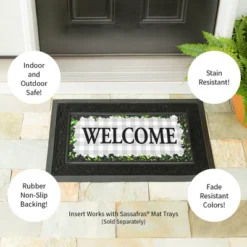 Evergreen Boxwood Framed Plaid Sassafras Indoor Outdoor Switch Doormat 10 X 22 Gray -Optimal Home Decoration GUEST 90c36d3c f015 40de b10b 70eadcc7c91a