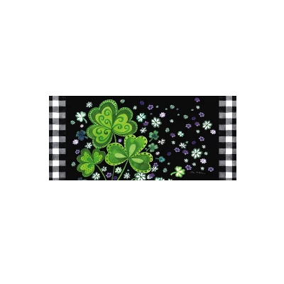 Evergreen Shamrocks Buffalo Plaid Sassafras Indoor Outdoor Switch Doormat 1'10"x10" Black 1 Evergreen Shamrocks Buffalo Plaid Sassafras Indoor Outdoor Switch Doormat 1'10"x10" Black