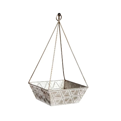 Evergreen Geometric Embossed Metal Planter, Set Of 2 2 Evergreen Geometric Embossed Metal Planter, Set Of 2 - Image 2