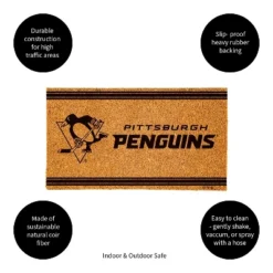 Evergreen Pittsburgh Penguins Logo Turf Mat, Brown- 28 X 16 Inches Indoor Outdoor Doormat -Optimal Home Decoration GUEST a109e2e7 bf9a 4de9 885f 012ed85b5b08