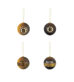 Evergreen Holiday Ball Ornaments, Set Of 12, Boston Bruins