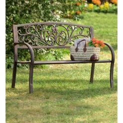 Evergreen Blooming Garden Metal Bench -Optimal Home Decoration GUEST a9f8f858 91aa 49cc 9d48 25183fdaabfc