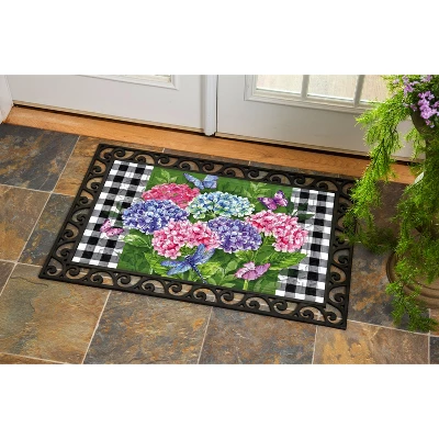Evergreen Hydrangea Checks Embossed Indoor Outdoor Doormat 18 X 30 Green 3 Evergreen Hydrangea Checks Embossed Indoor Outdoor Doormat 18 X 30 Green - Image 3