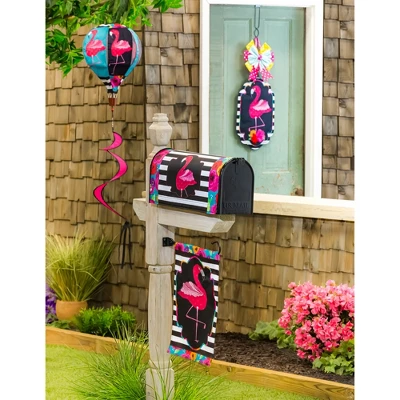 Evergreen Flamingo Stripes And Flowers Garden Applique Flag 12.5 X 18 Inches Indoor Outdoor Decor 2 Evergreen Flamingo Stripes And Flowers Garden Applique Flag 12.5 X 18 Inches Indoor Outdoor Decor - Image 2