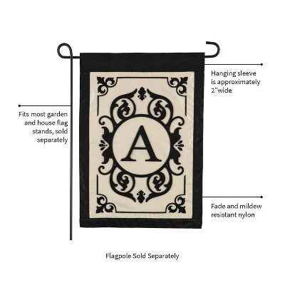 Evergreen Flag Cambridge Chic Letter A Monogram Applique Garden Flag - 12.5" Wide X 18" High 2 Evergreen Flag Cambridge Chic Letter A Monogram Applique Garden Flag - 12.5" Wide X 18" High - Image 2
