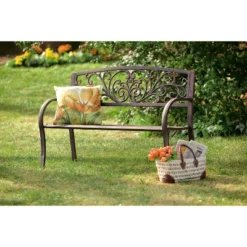 Evergreen Blooming Garden Metal Bench -Optimal Home Decoration GUEST b30caf02 b151 422f a54b 1e7bc1b6d71b