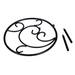 Evergreen Flag Beautiful Black Metal Swirl Stand Base - 12" Wide X 5.5" High