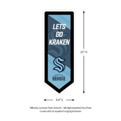 Evergreen Ultra-Thin Glazelight LED Wall Decor, Pennant, Seattle Kraken- 9 X 23 Inches Made In USA