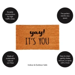 Evergreen YAY! IT'S YOU Natural Coir Indoor Outdoor Doormat 1'4"x2'4" Brown -Optimal Home Decoration GUEST b4fc37c1 bc26 46f2 a746 9f8d08878adf