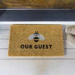 Evergreen Bee Our Guest Woven Back Indoor Outdoor Natural Coir Doormat 1'6"x2'6" Multicolored -Optimal Home Decoration GUEST b554d7c0 8f35 4d20 b9d6 979f5592b12a