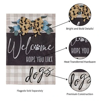 Evergreen Dogs And Checks Garden Burlap Flag 12.5 X 18 Inches Indoor Outdoor Decor 3 Evergreen Dogs And Checks Garden Burlap Flag 12.5 X 18 Inches Indoor Outdoor Decor - Image 3